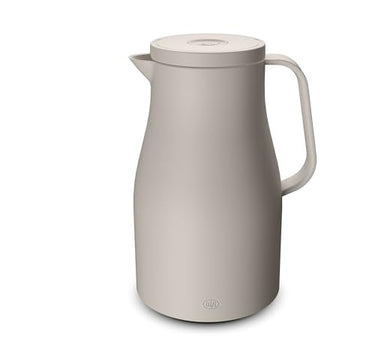 alfi ECONSCIOUS 1.0l, oatmeal beige, insulated jug with hygienic tempered glass insert made of bioplastic, screw cap with push button, one-handed pouring, ideal as a coffee pot, teapot, BPA-free on sale